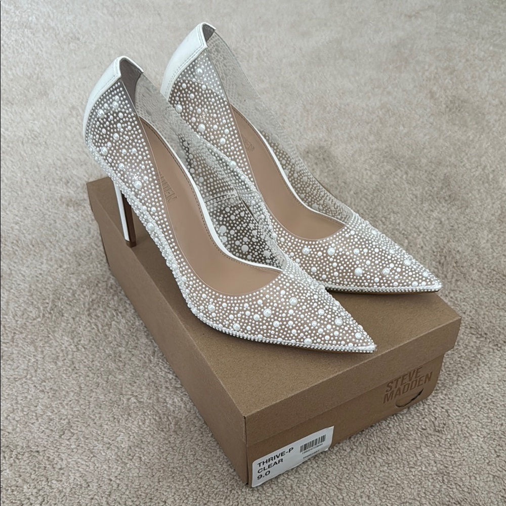 Steve Madden Thrive-P Clear Pearl Stiletto Pump